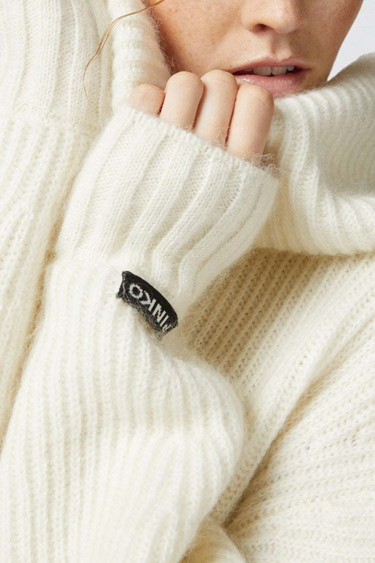 Pinko White Sphynx Acrylic-Mohair Blend Sweater