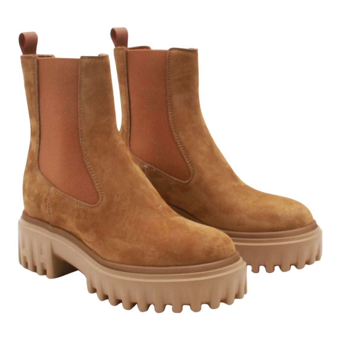 Hogan Platform Brown Suede Boots With Sole
