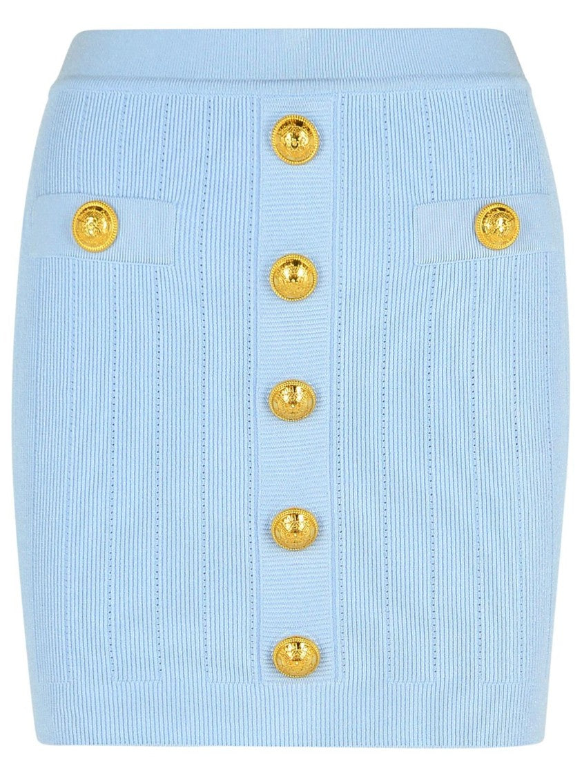 Balmain Light Blue Viscose Blend Miniskirt