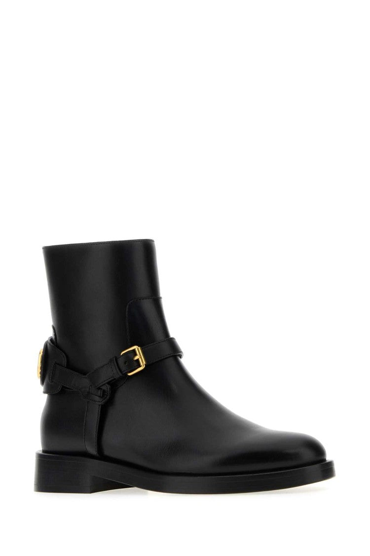 Valentino Garavani Black Leather Vlogo Signature Ankle Boots