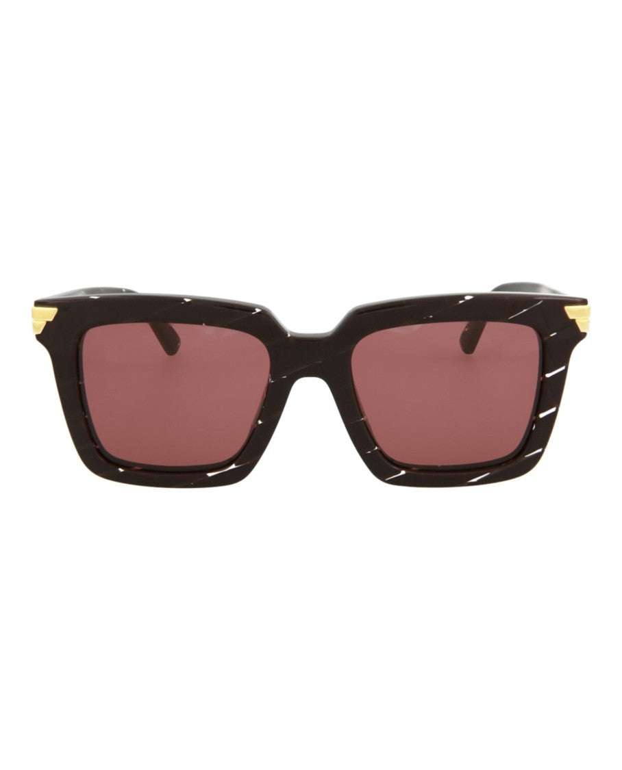 Bottega Veneta Rectangle-Frame Acetate Sunglasses With Marbled Pattern