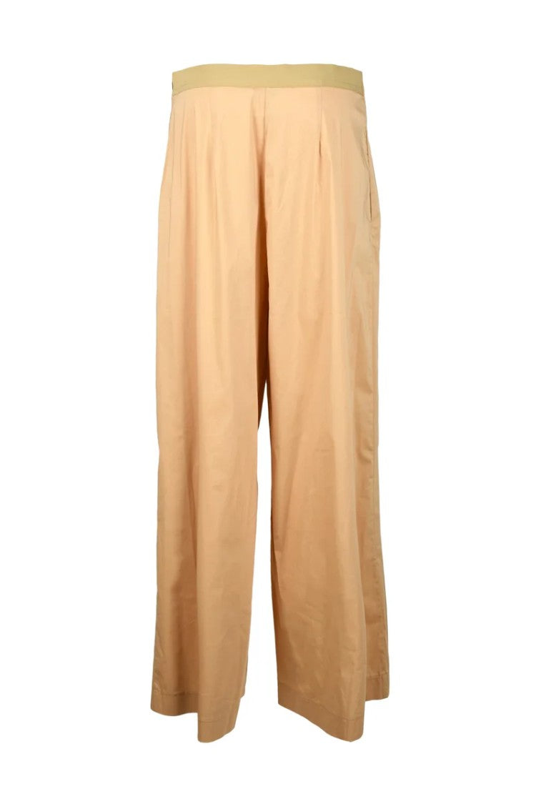 Liviana Conti Cropped Wide-Leg Trousers With Smooth Waistband And Subtle Pleats