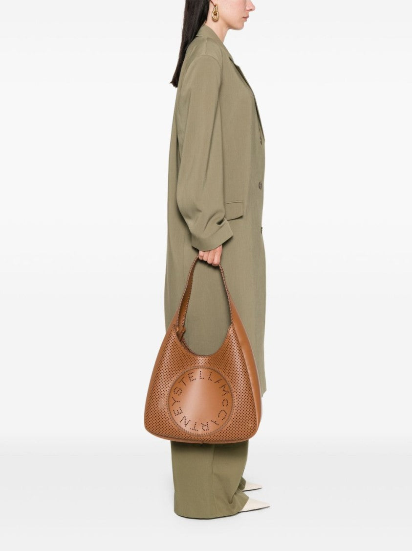 Stella Mccartney Camel Brown Shoulder Bag With Circular Logo