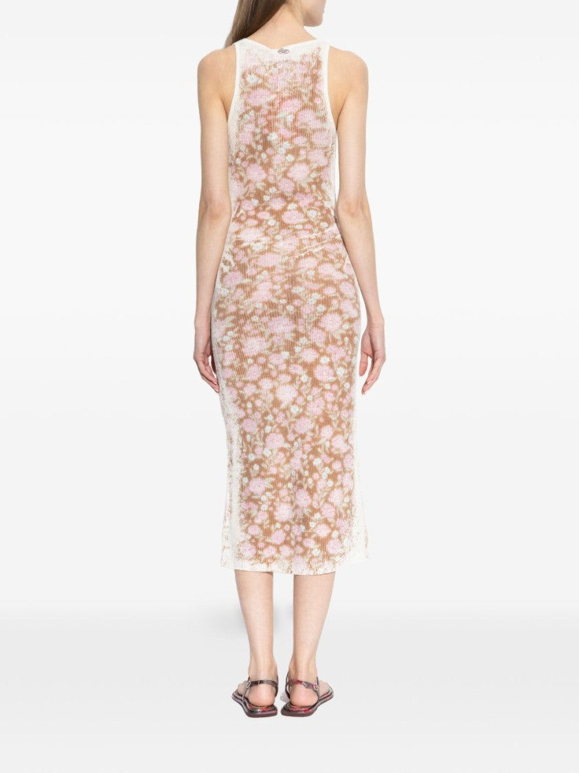 Diesel Multicolour Silk And Nylon Midi Dress