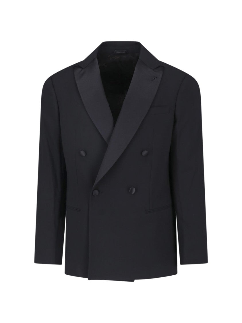 Giorgio Armani Soho Black Double-Breasted Virgin Wool Blazer