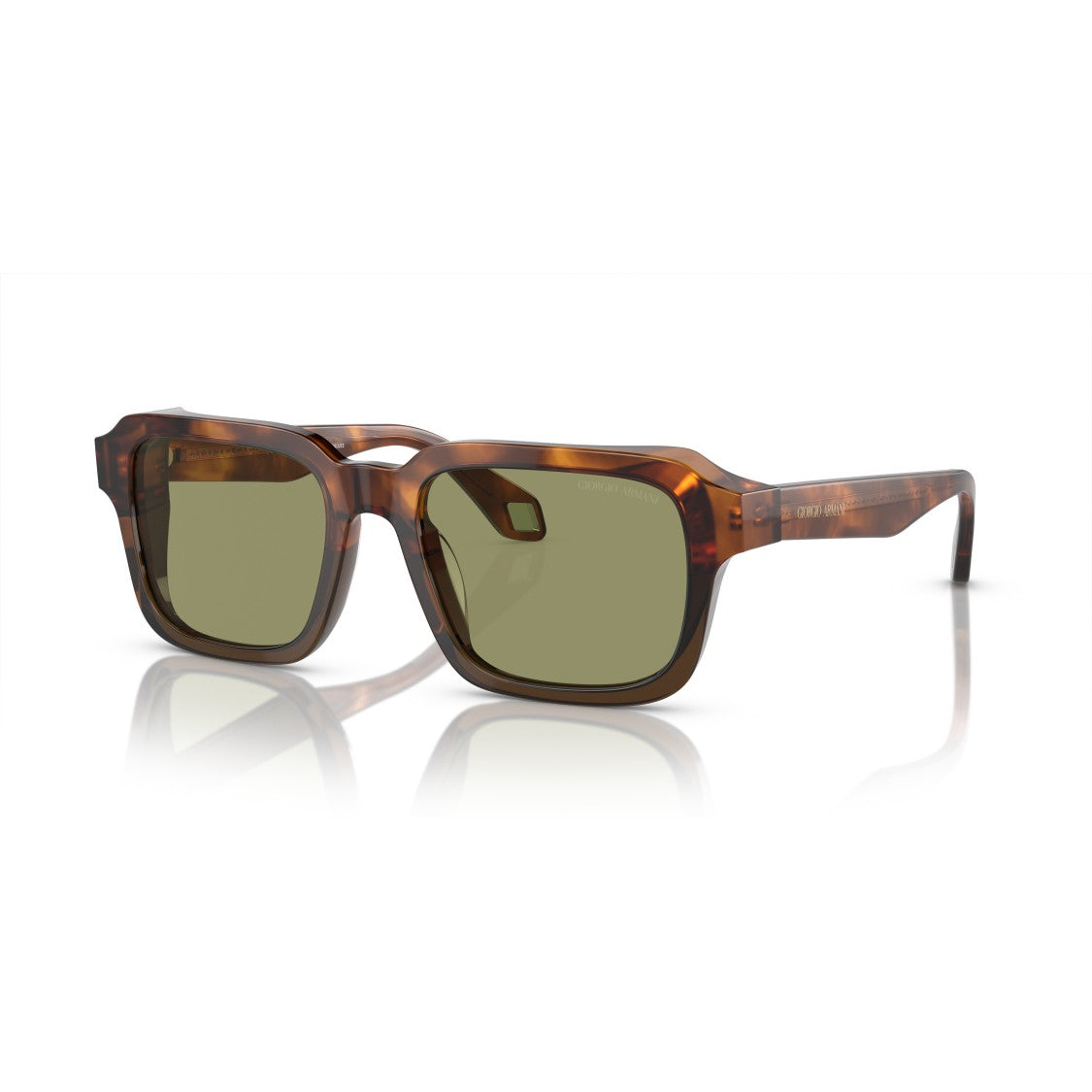 Giorgio Armani 0Ar8194u Bold Square Tortoiseshell Sunglasses With Green Lenses