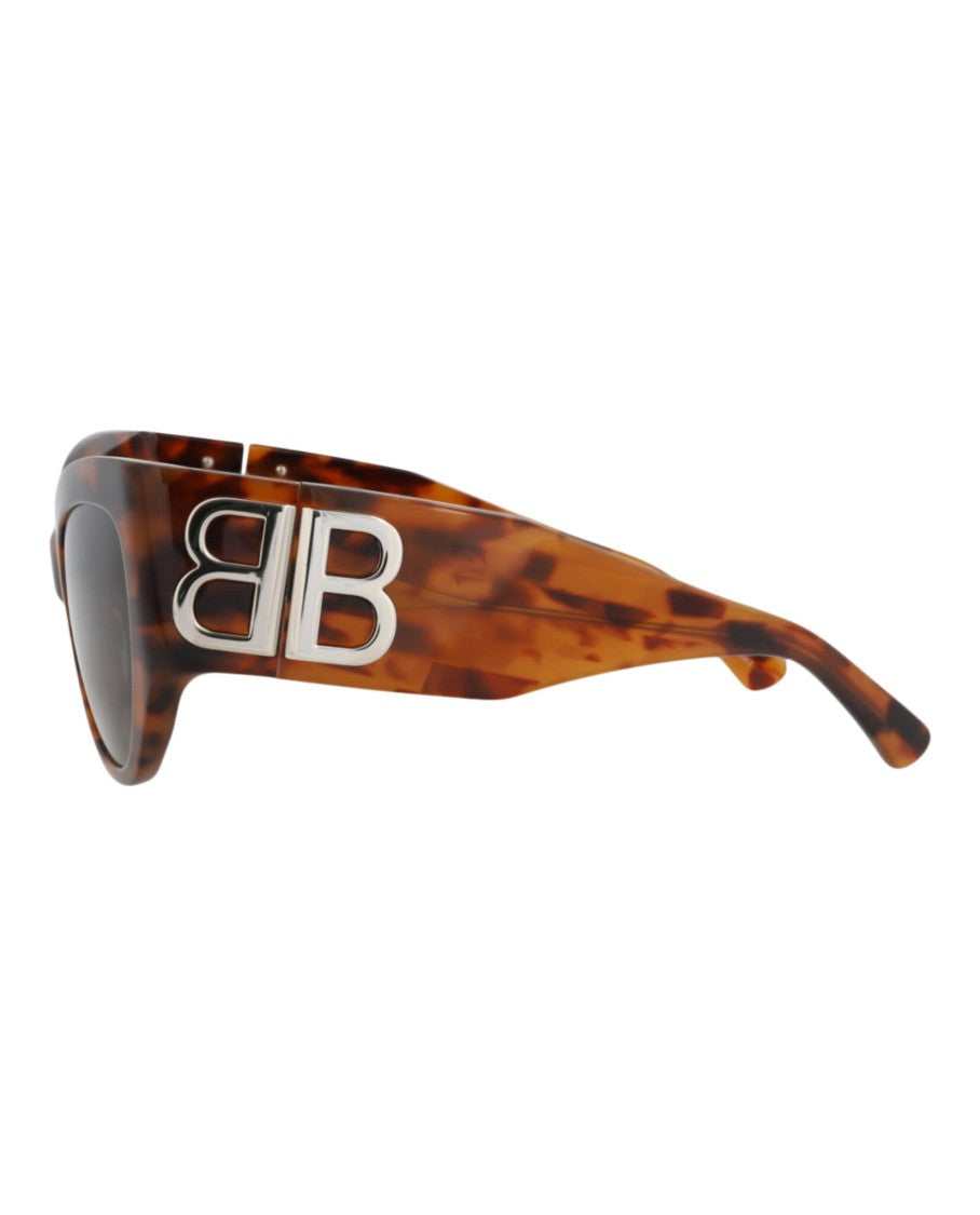 Balenciaga Tortoiseshell Cat Eye Sunglasses With Metallic Logo Accents