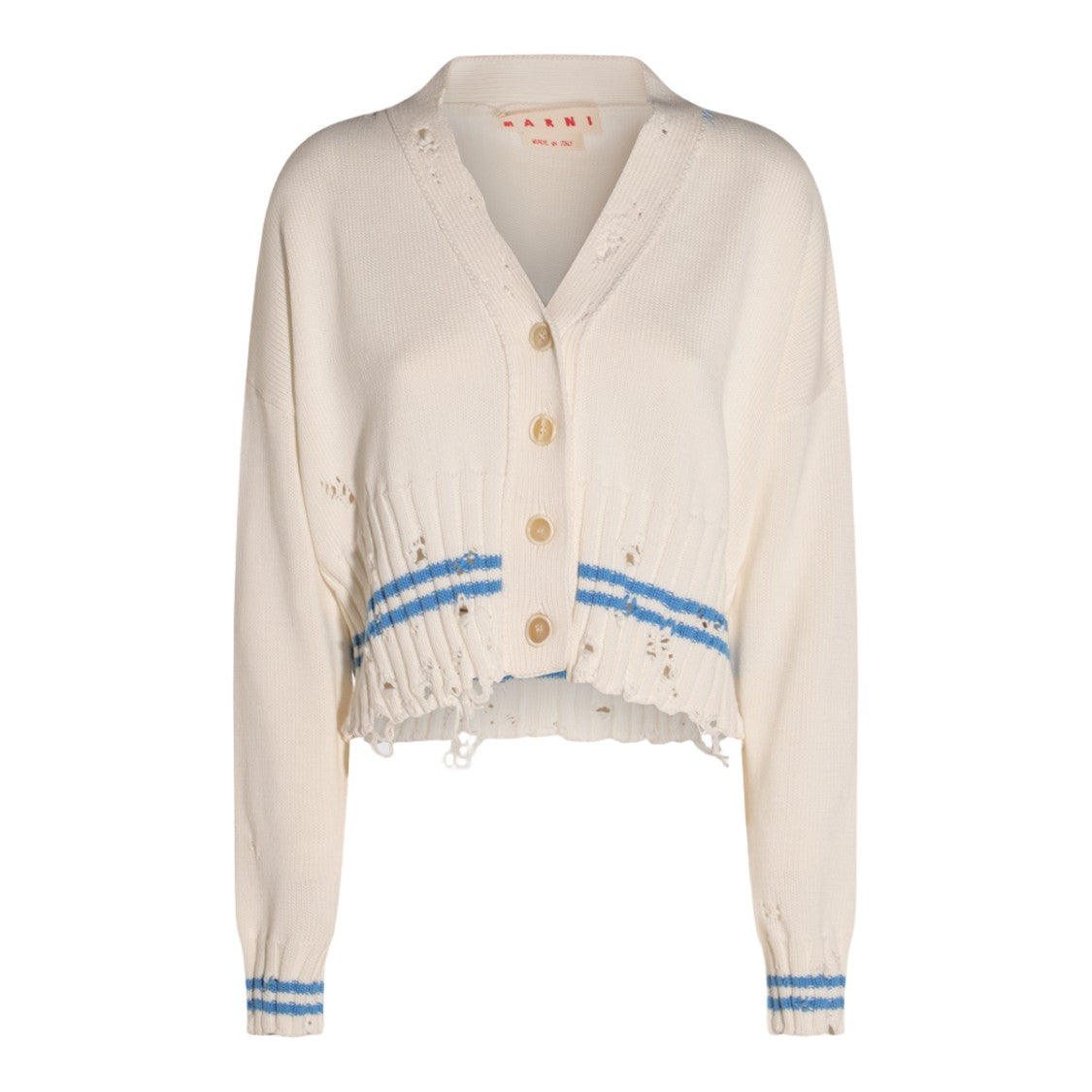 Marni Relaxed Fit Distressed Sweater With V-Neckline