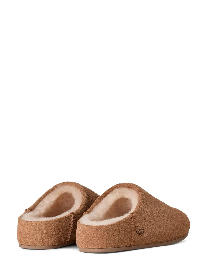 Ugg Open-Back Plush Leather Slip-On Shoes