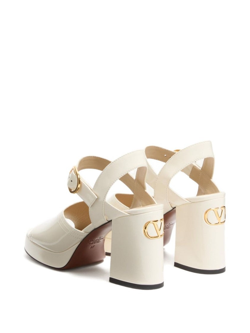 Valentino Garavani Glossy Open-Toe Ankle-Strap Flats