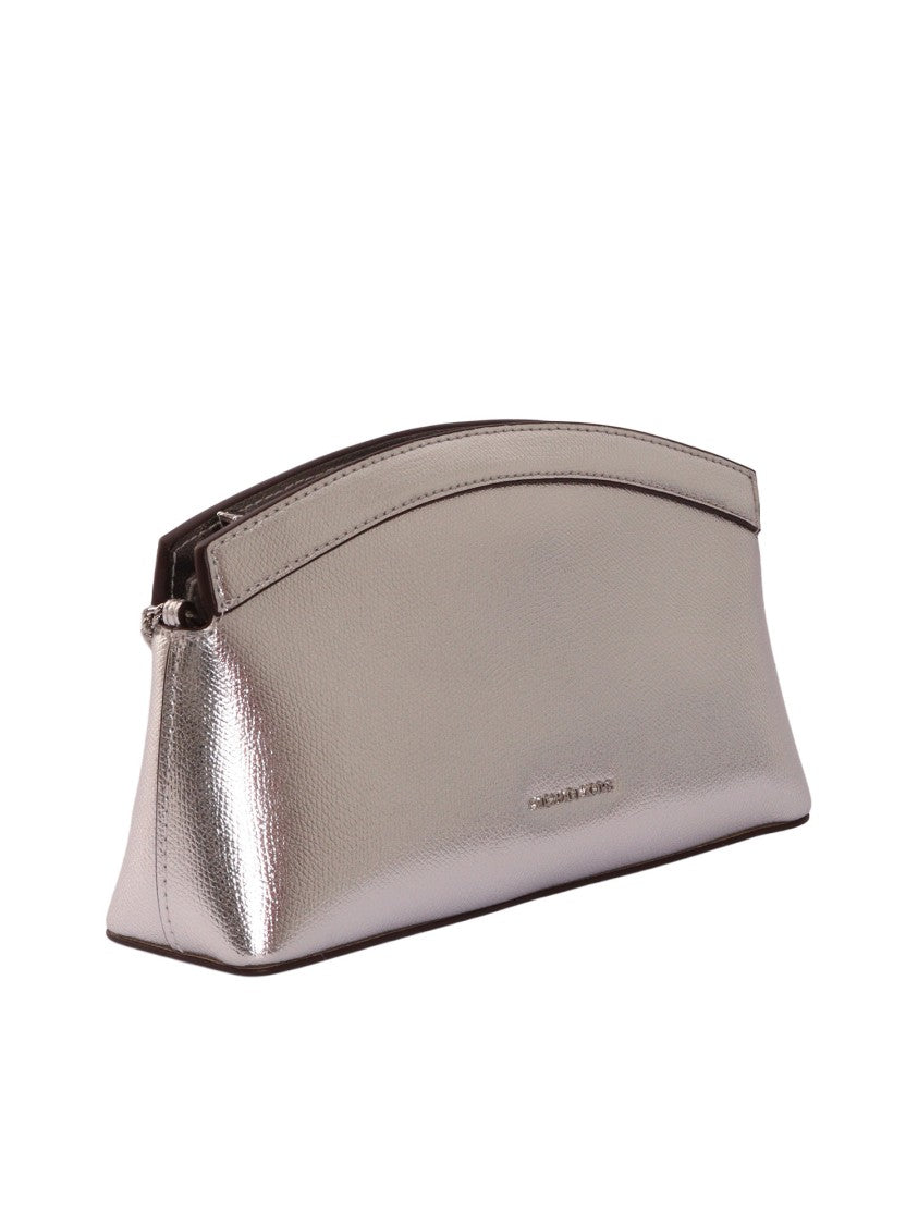 Michael Kors Silver Dome Leather Chain Clutch