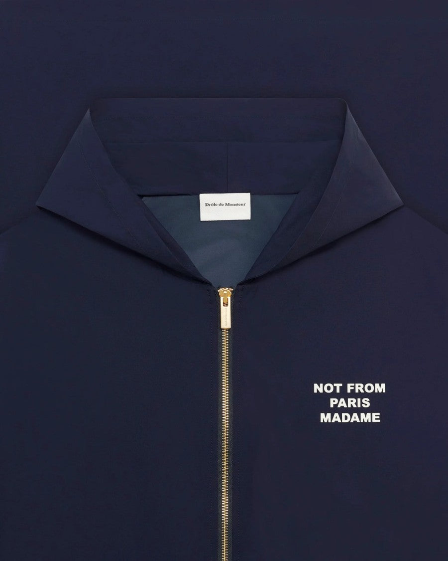 Drôle De Monsieur Navy Tortoiseshell Pattern Polyester Hooded Jacket