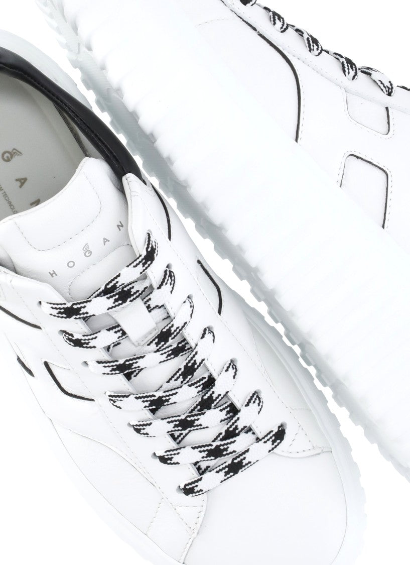 Hogan White H-Stripes Leather Sneakers