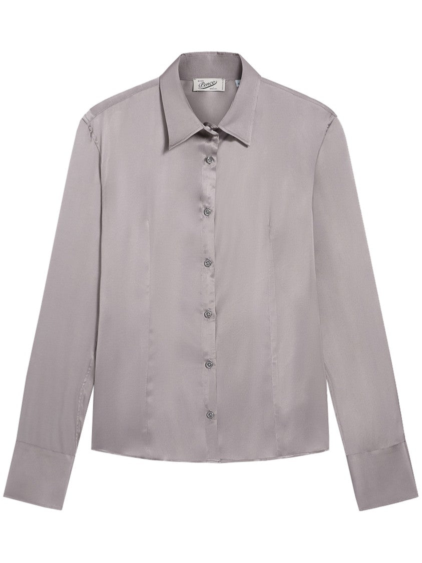 Pence Long-Sleeved Fabric Button-Up Shirt