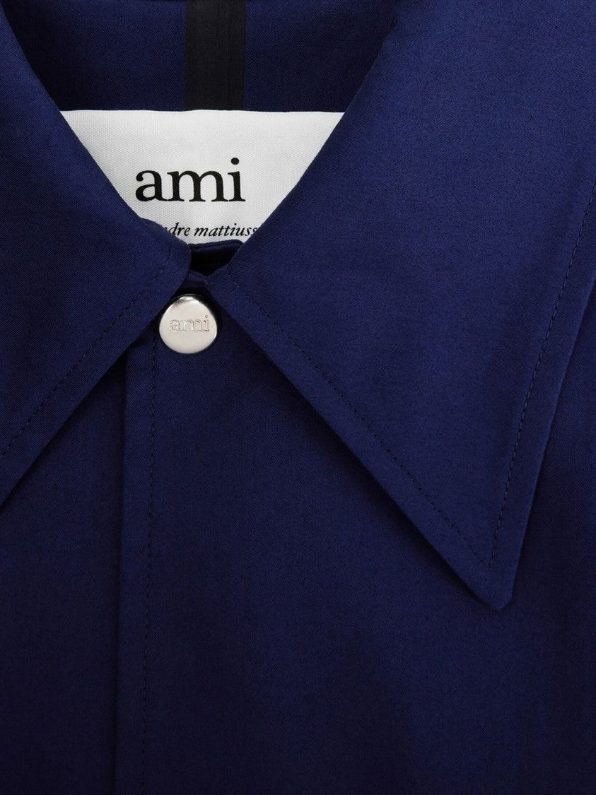 Ami Paris Classic Blue Cotton Coat