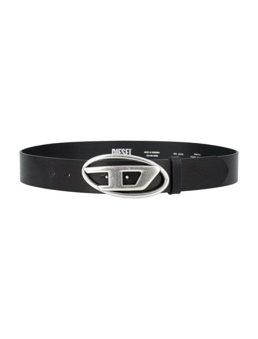 Diesel Leather Belt With Metal Oval 'D' Logo Buckle