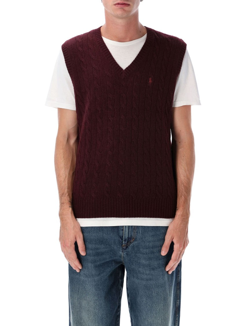 Polo Ralph Lauren Polo Cable-Knit Cashmere Sleeveless Jumper With V-Neck