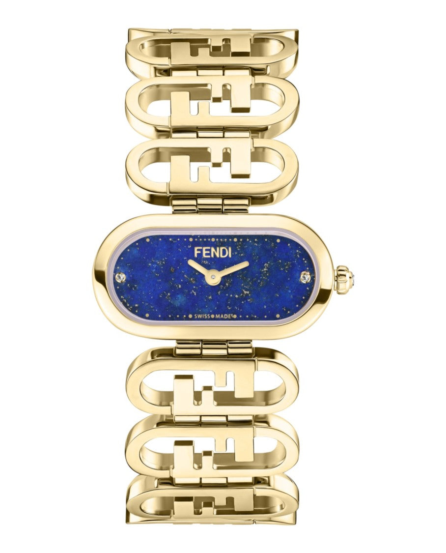 Fendi O'lock Diamond Watch With Blue Sunray Dial