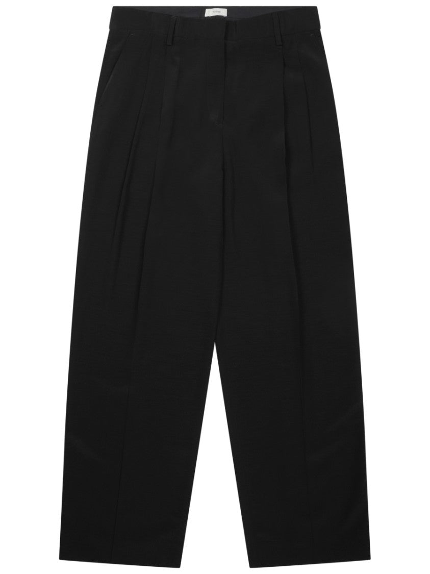 Totême Tailored Straight Pants With Front Pleats And Mid-Rise Waist
