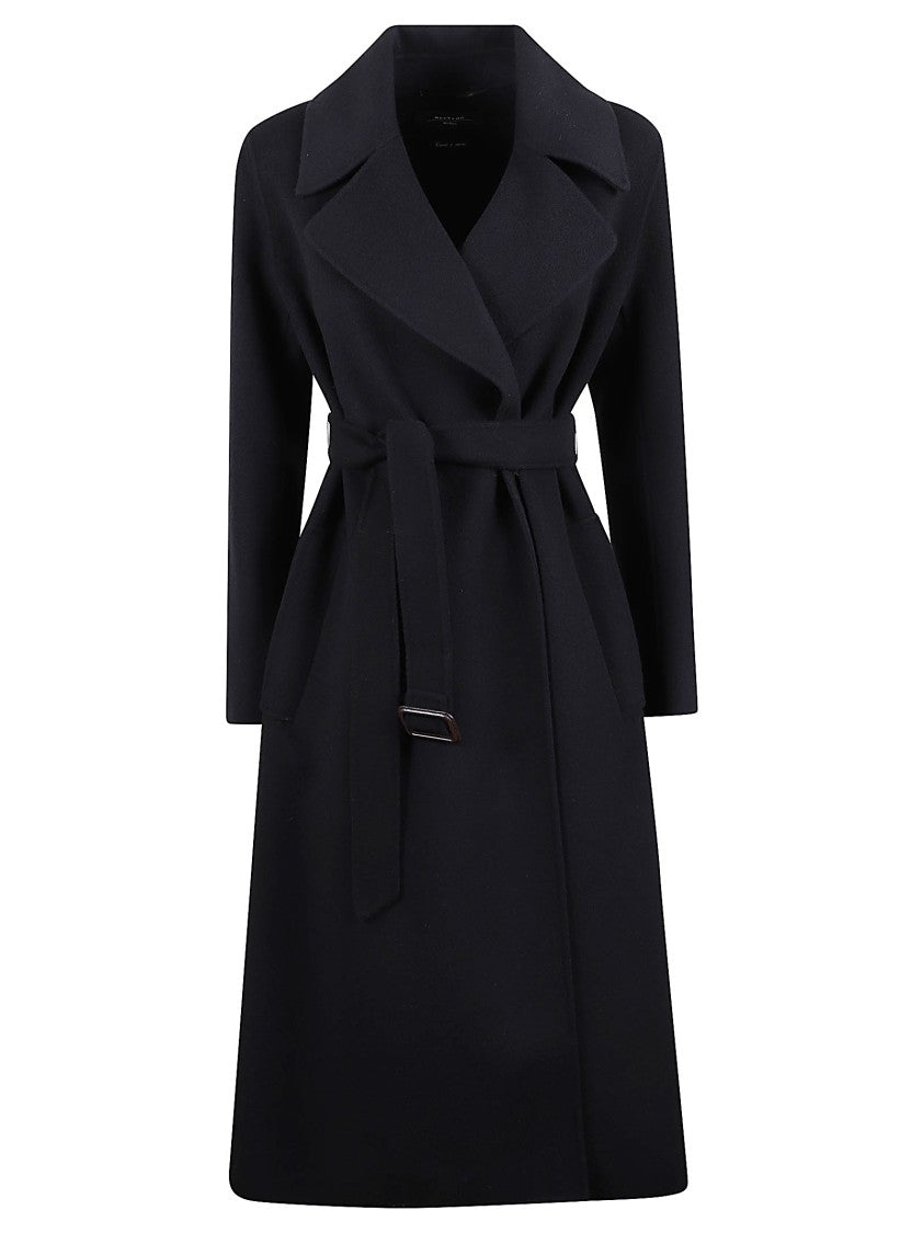 Max Mara Knee-Length Wool Coat With Belted Waist