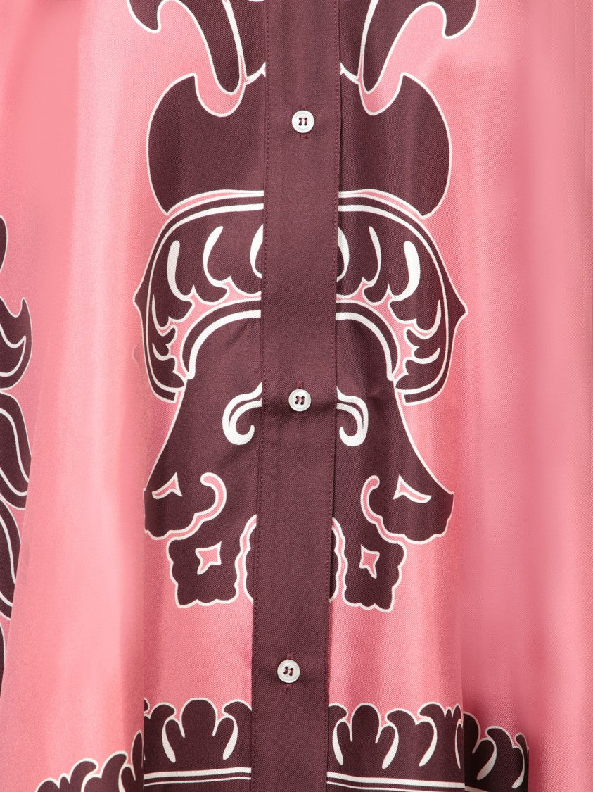 La Double J High-Low Hem Pink Silk Shirt