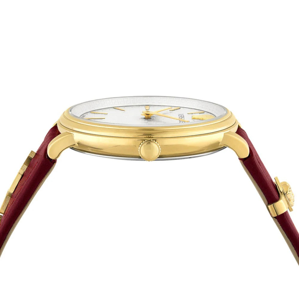 Versace Greca Logo 38Mm Women's Analog Watch With Blue Leather Strap