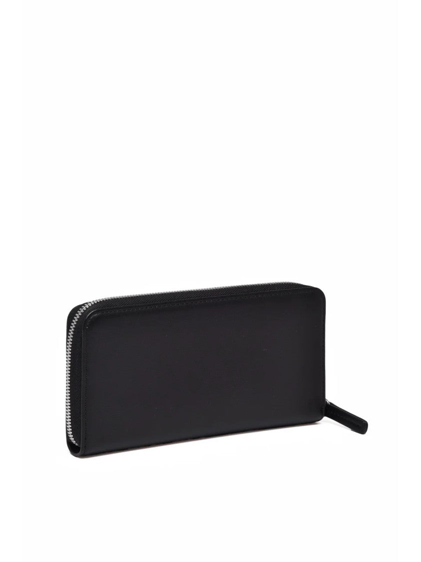 Diesel Black Polyurethane Zip-Around Wallet