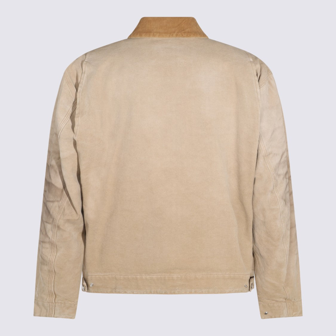Golden Goose Camel Cotton Casual Jacket With Contrast Collar And Emblem Detail