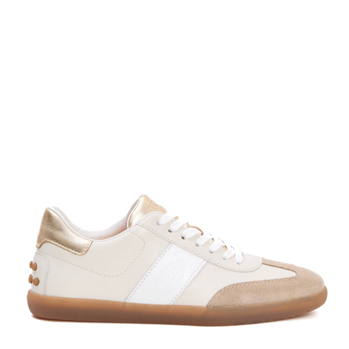 Tod's Cassetta Leather Cream Gold Sneakers