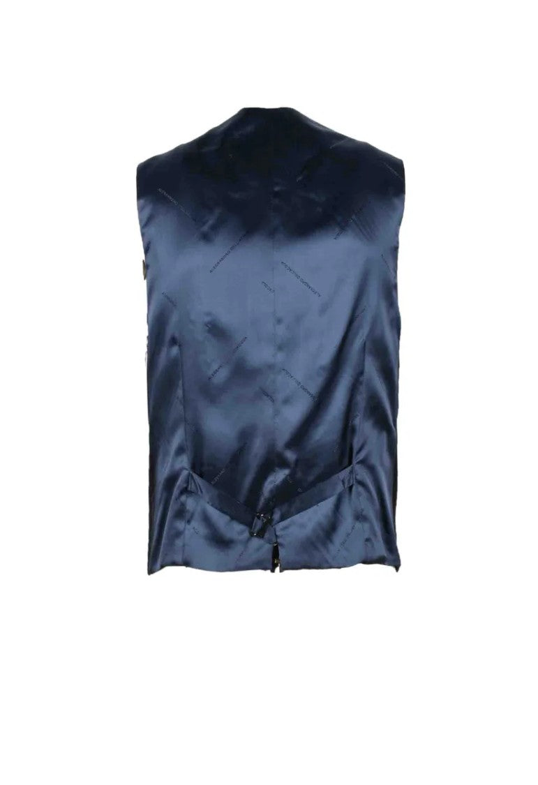 Alessandro Dell Acqua Blue V-Neck Polyester-Blend Vest