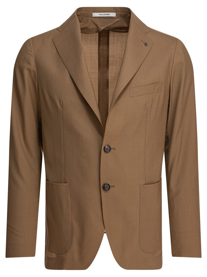 Tagliatore Beige Two-Button Jacket With Notch Lapels