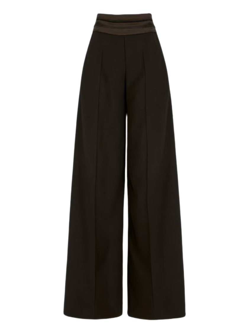 D. Exterior Wide-Leg Black Trousers With Structured Waistband