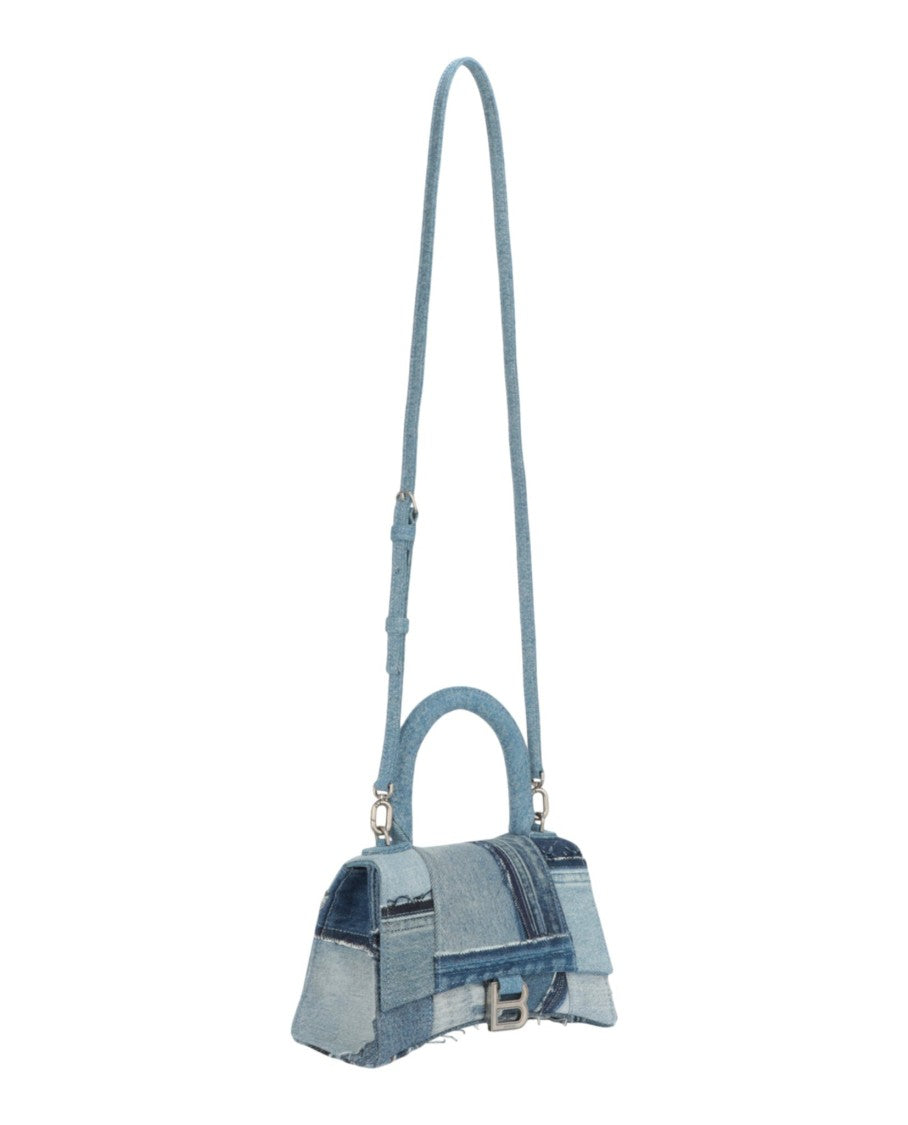 Balenciaga Hourglass Denim Patchwork Top Handle Bag