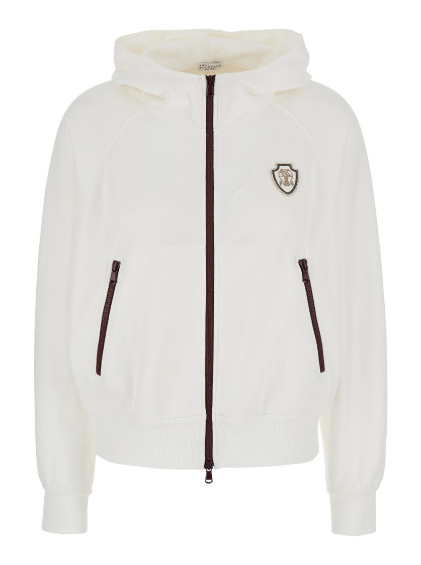 Brunello Cucinelli White Sweatshirt With Fixed Hood