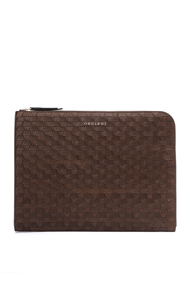 Orciani Woven Leather Document Pouch