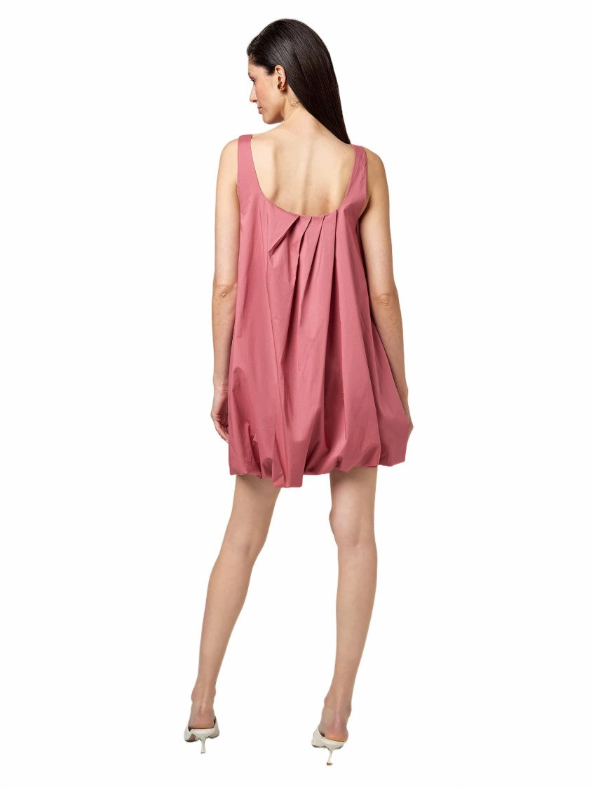Alpha Studio Gathered Pleats Elastic Hem Poplin Sleeveless Balloon Dress