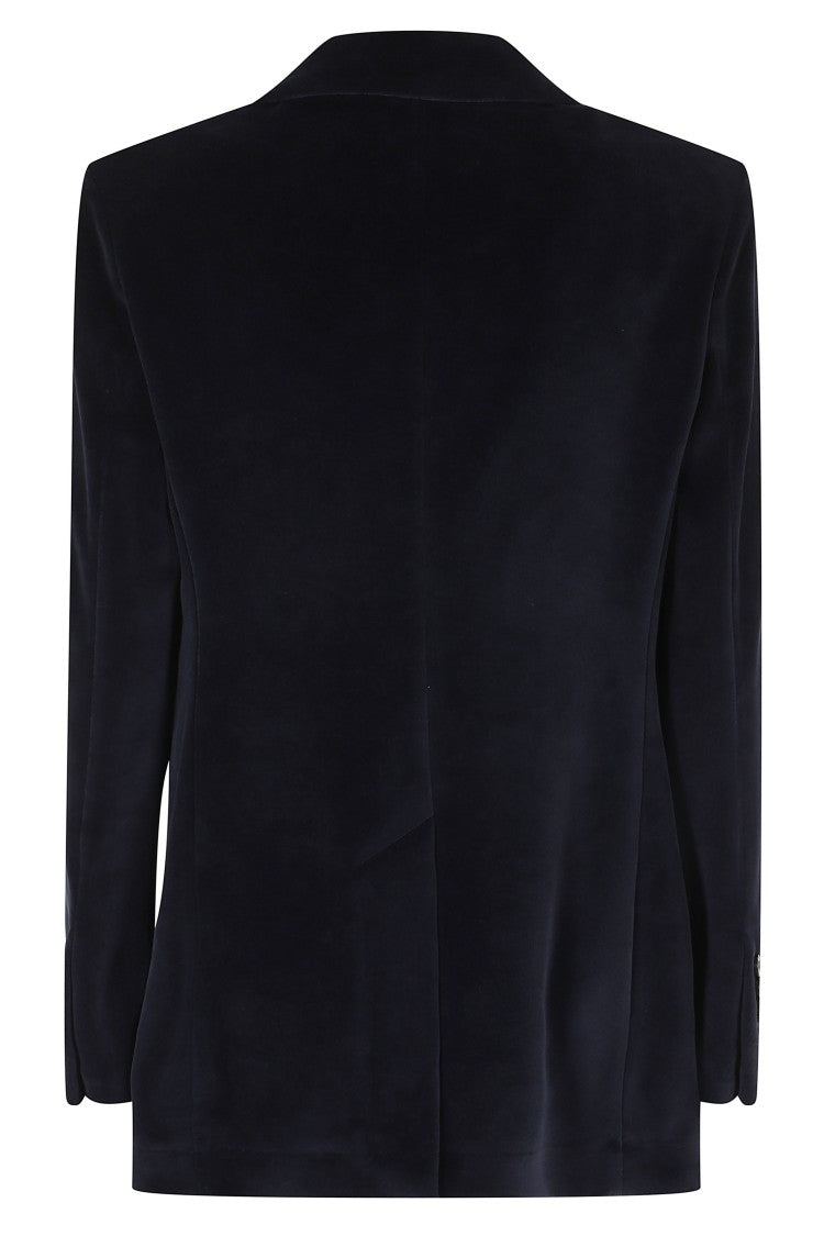 Circolo 1901 Blue Single-Breasted Velvet Flap Pocket Jacket