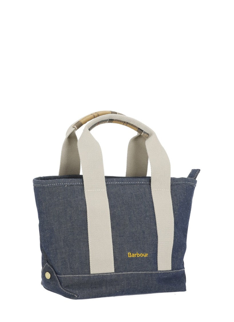 Barbour Mini Mya Denim Tote Bag With Embroidered Logo