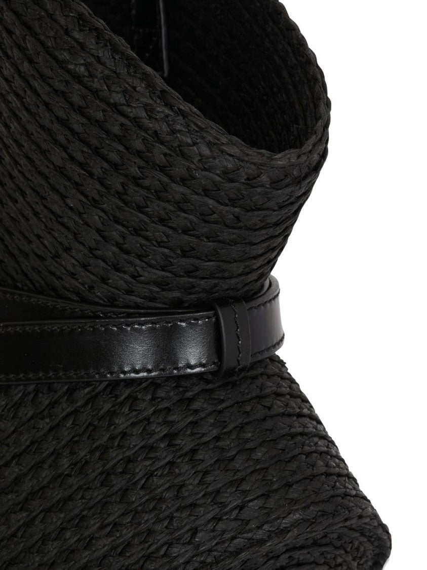 Balmain Black Sculptural Calfskin Gold Buckle Bag