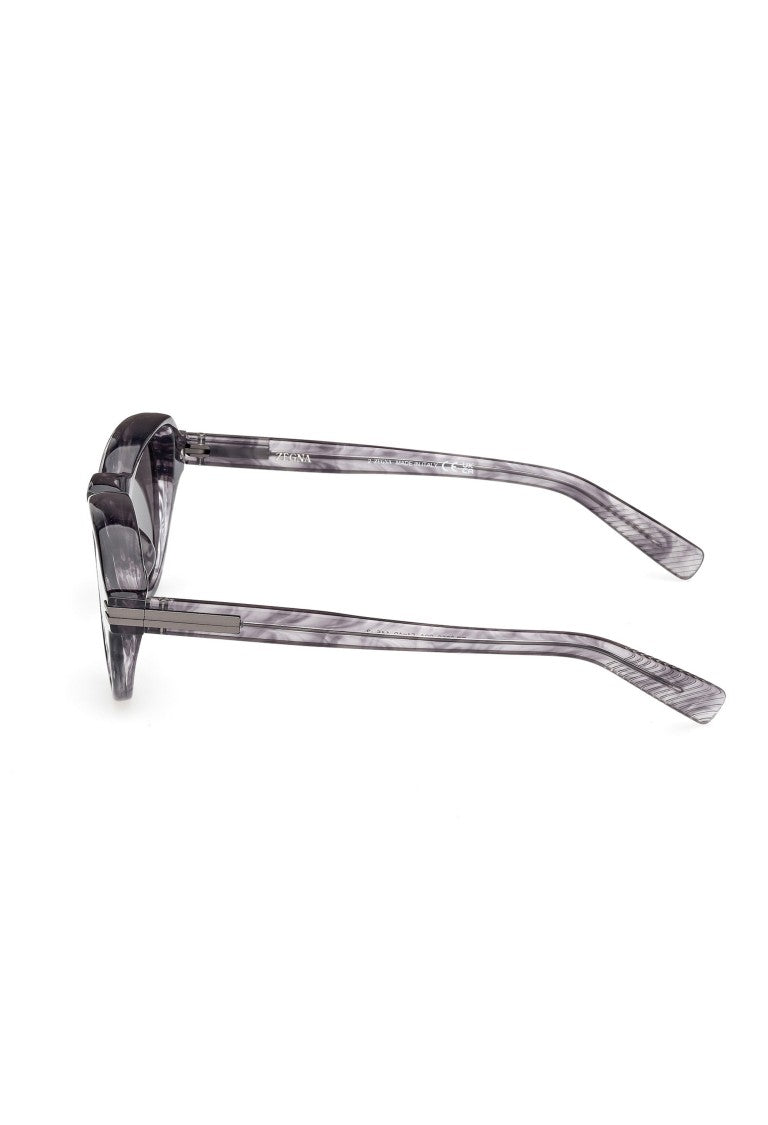 Zegna Dark Brown Acetate Sunglasses With Geometric Design