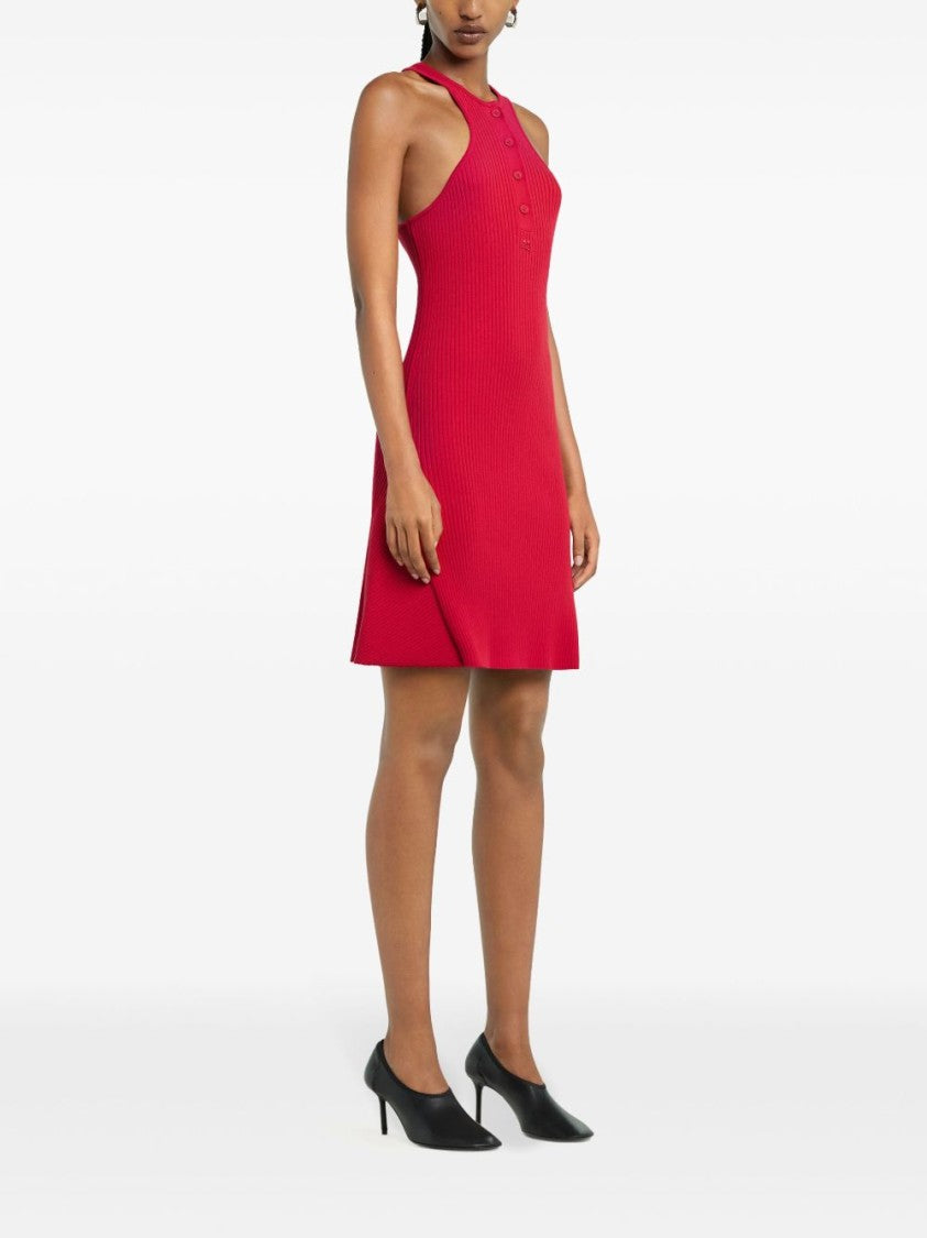 Courrèges Red Scuba Dress With Racerback And Flared Silhouette