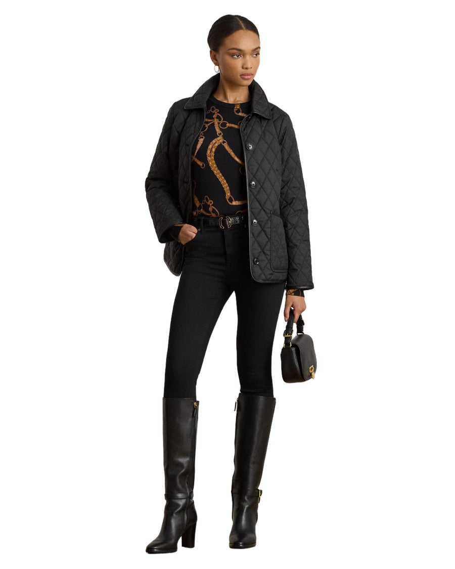 Lauren Ralph Lauren Insulated Black Coat With Quilted Design