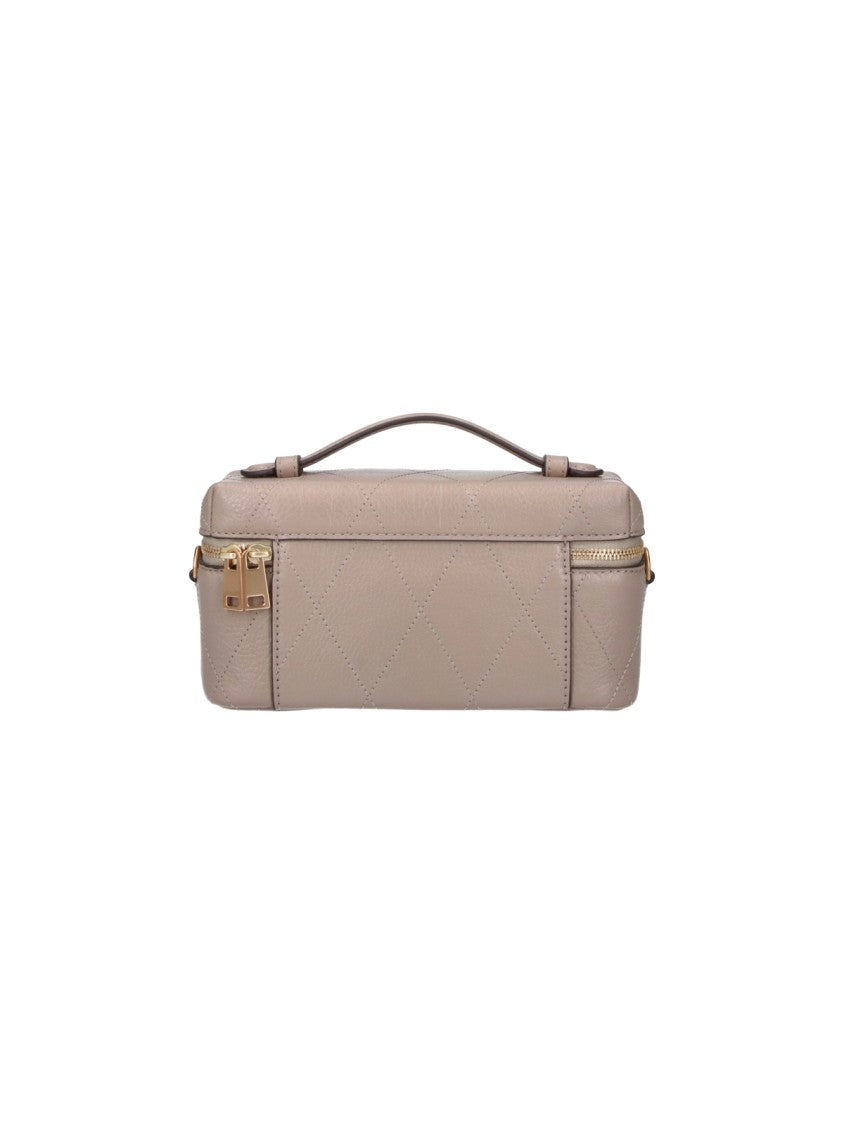Tory Burch Grey Leather Kira Diamond Top Handle Bag