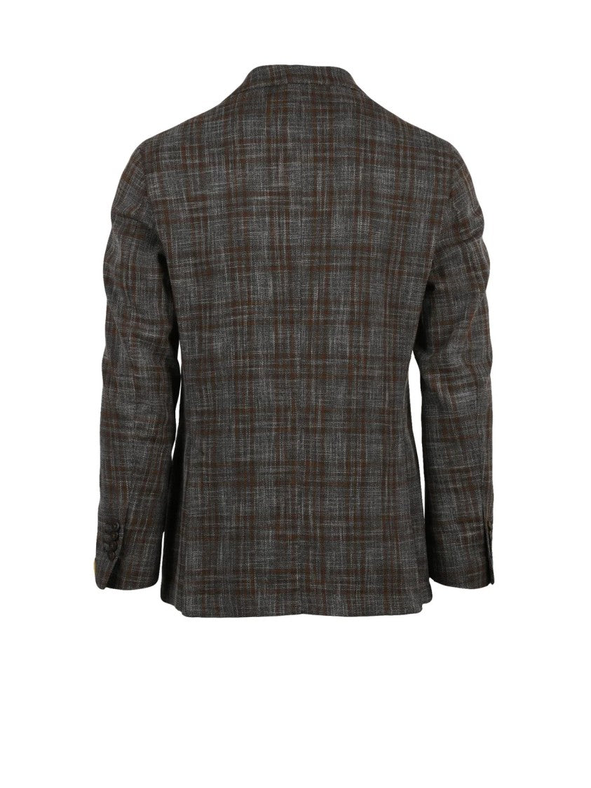 L.B.M. 1911 Brown Wool Cotton Polyamide Rounded Blazer