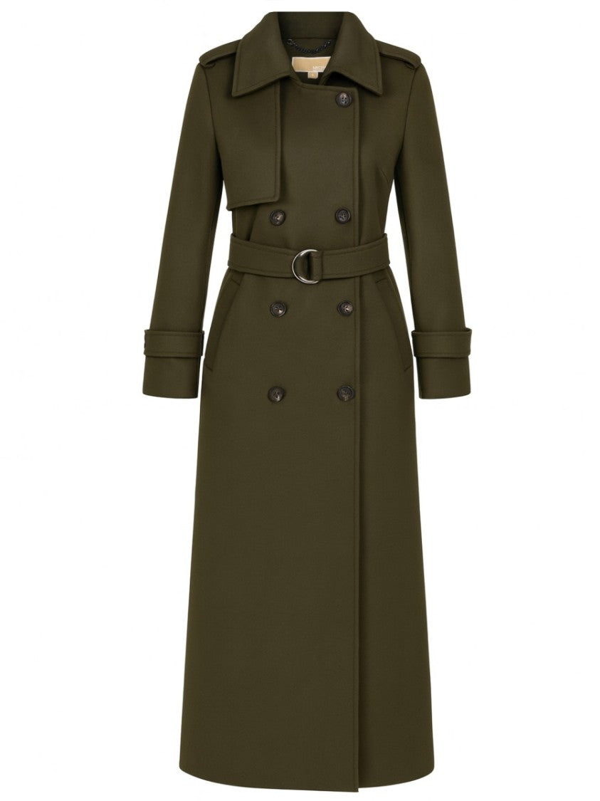 Michael Michael Kors Wool-Blend Belted Double-Breasted Trench Coat