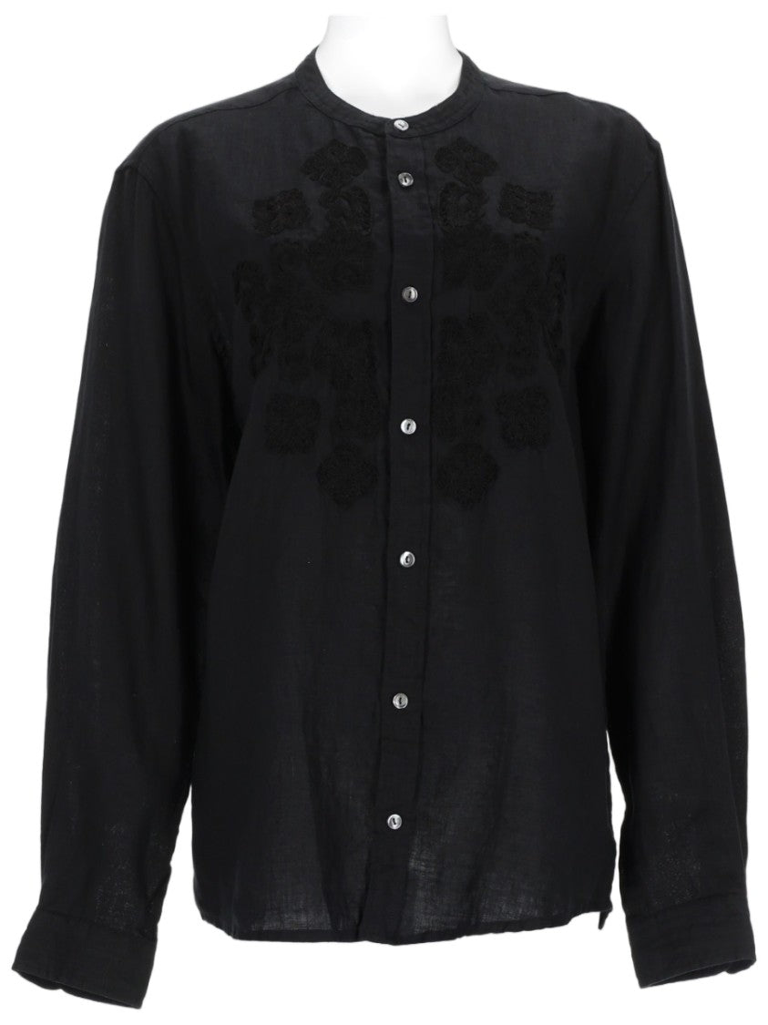 P.A.R.O.S.H. Embroidered Lightweight Linen Shirt With Button-Down Front