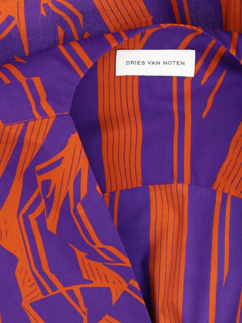 Dries Van Noten Vibrant Orange Button-Down Shirt With Structured Collar
