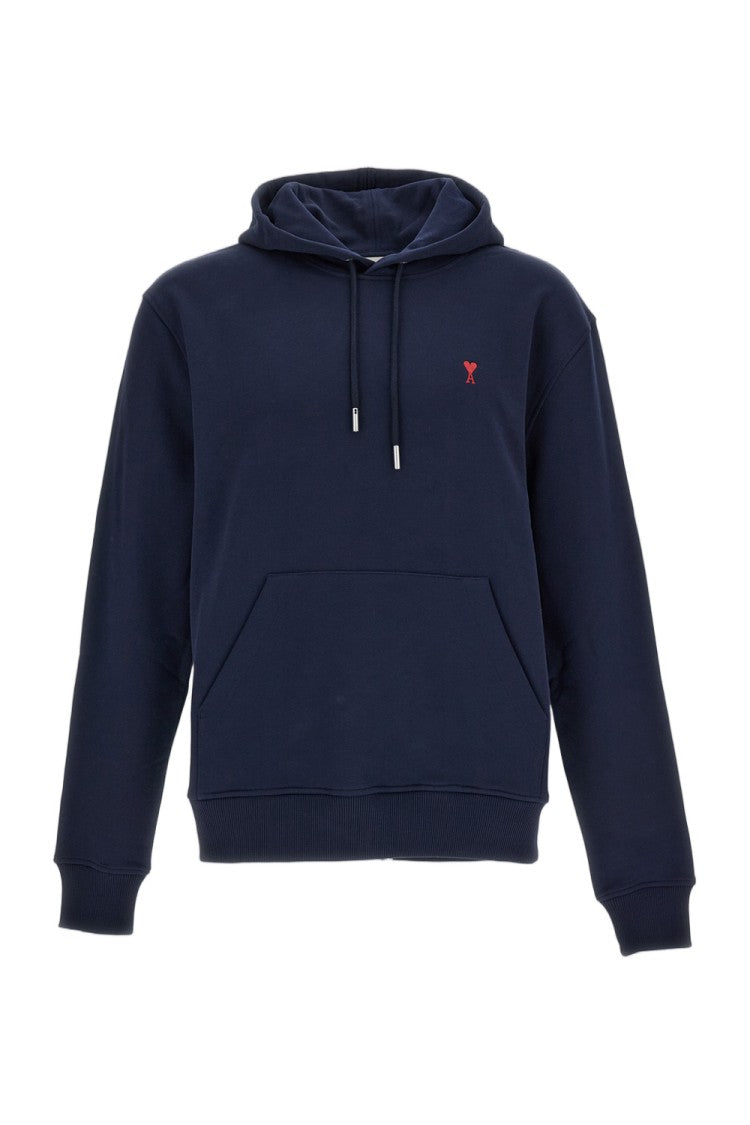 Ami Paris Blue Ami De Coeur Loopback Cotton Hoodie