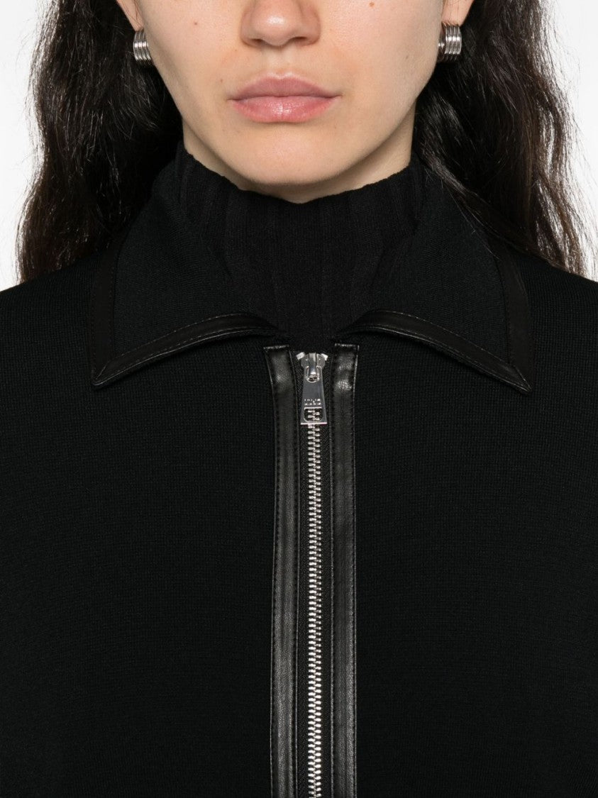 Liu Jo Cropped Black Jacket With Leather Trim