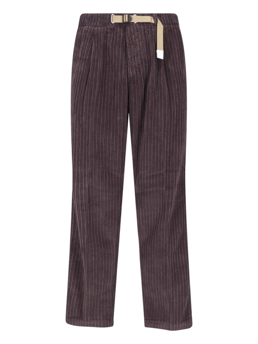 White Sand Bordeaux Cotton Corduroy Straight-Leg Pants
